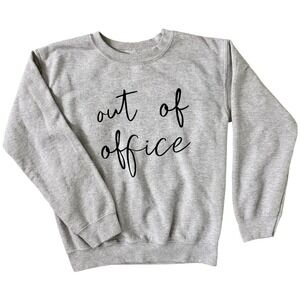 Out Of Office Graphic Gray Pullover Crew Neck Sweatshirt Womens Small